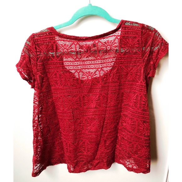 AEO Printed Sheer Mesh Top - Picture 3 of 3